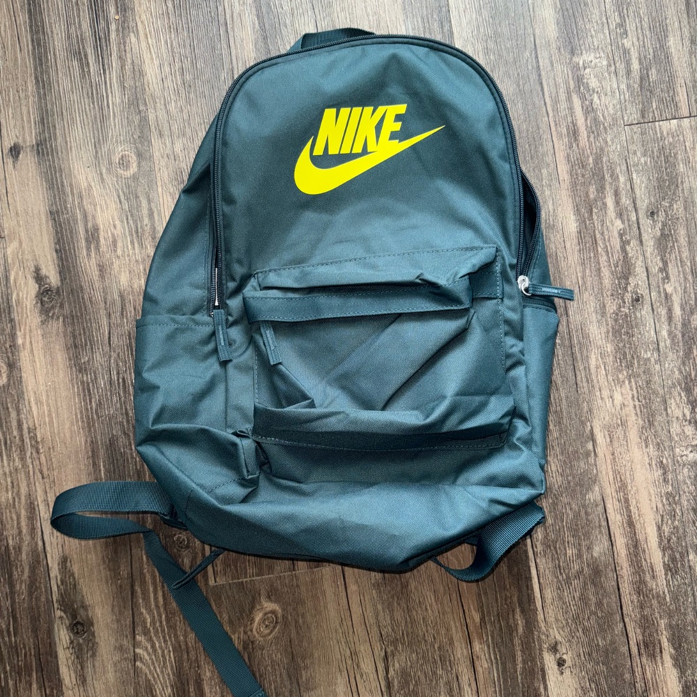 Nike Heritage 2.0 Dark Green Backpack with Yellow Logo